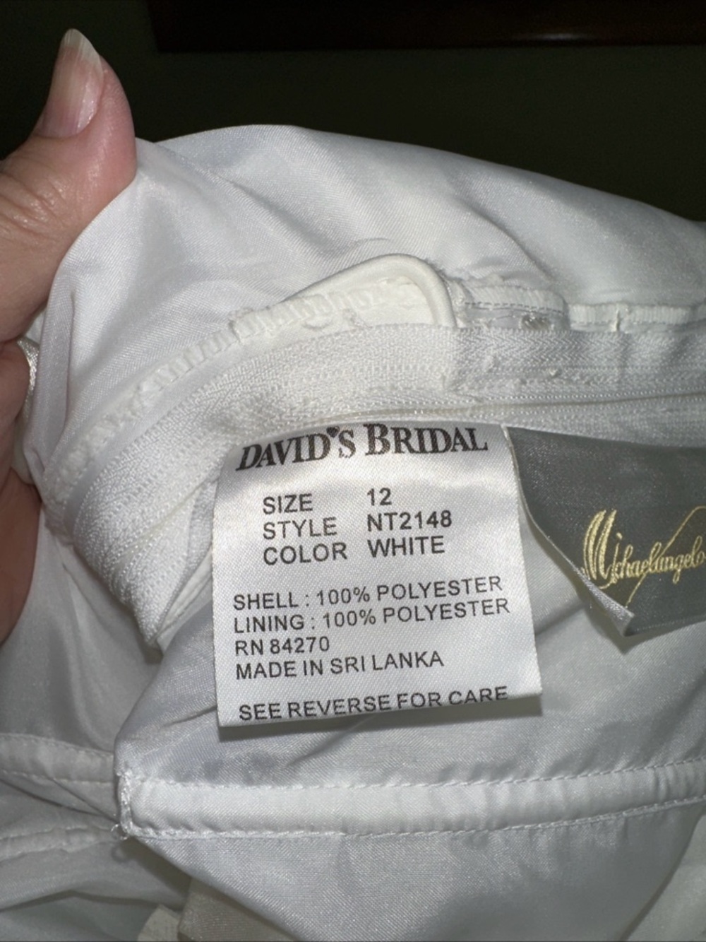David's Bridal Strapless White A-Line Satin Wedding Dress - Picture 9 of 9